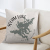 Squam Lake New Hampshire map on a pillow with compass rose design.