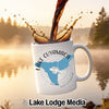 White mug with "Lake Cuyamaca California" and a compass design.