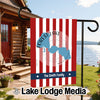 Garden flag with red and white stripes, Forest Lake Minnesota map, and "The Smith Family".