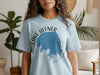 Light blue t-shirt with Lake Hefner Oklahoma map graphic and compass rose.