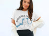 White t-shirt with Nickajack Lake Tennessee map and compass graphic.