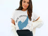 White t-shirt with Rose Canyon Lake Arizona map, compass, and text design.