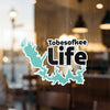 Turquoise lake outline sticker with text "Tobesofkee Life".