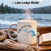White mug with "PACTOLA LAKE SOUTH DAKOTA" and compass design.