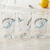 Three clear glasses featuring "Bankhead Lake" and a blue lake map design.