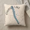 Owassco Lake New York map pillow with compass design.
