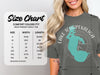 Comfort Colors 1717 heavyweight adult tee size chart with width and length measurements in inches.