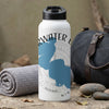 White water bottle with black lid, "CLEARWATER LAKE MIN" text, and blue lake map graphic.