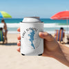 White can cooler with blue Lake Sunapee map and compass design.