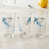 Three clear glasses with "Notte Lake Georgia" and a blue lake map design.