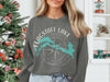 Dark gray sweatshirt with Flagstaff Lake, Maine map and compass design.