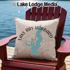 Pillow featuring the outline of Lake Ray Hubbard Texas and a compass rose.