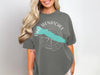 Gray t-shirt with Lake Wenatchee map and compass design, Washington.