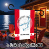 Garden flag with Shuswap Lake map, compass, Canadian flags, and "The Smith Family".