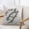 Lake Placid New York map with compass design on a light-colored pillow.