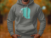 Gray hooded sweatshirt with a turquoise Red Lake Minnesota graphic on the front.
