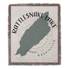 Woven blanket featuring Rattlesnake Lake, Washington, with a compass rose design.