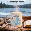White mug with "Lake Martin Alabama" and compass design.
