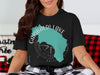 Black t-shirt with Garibaldi Lake and compass design, British Columbia.