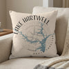 Lake Hartwell Carolina map on a light-colored decorative pillow.