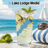 Clear glass with a lime-garnished beverage, featuring "Lake Marble Fall" text.