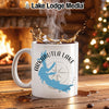 White mug with Arkabutla Lake Mississippi map and compass graphic.