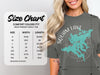 Size chart for Comfort Colors 1717 heavyweight adult tee with measurements.