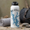 White water bottle with "MURRAY" text and a blue lake outline design.