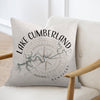 Cumberland Lake Kentucky map design on a light-colored pillow with compass rose.