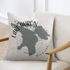 Cushion with Lake Huron map graphic and text "Lake Huron Michigan."