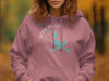 Dusty rose hoodie with Loch Raven Maryland map and compass graphic.