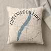 Greenwood Lake New Jersey map pillow with compass rose and copyright.
