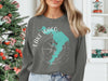 Gray sweatshirt with Lake Waco Texas map graphic and compass design.