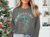 Crewneck sweatshirt with Burnsville Lake West Virginia compass graphic.