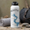 White water bottle with "WHITNEY" text and a blue lake map overlay.