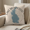 Pillow with Lake Monticello map and "South Carolina" text.