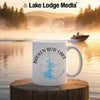 White mug with "Broken Bow Lake Oklahoma" and a map graphic.