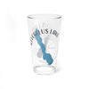Glass with "Keechelus Lake Washington" and a blue lake silhouette design.