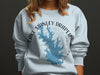 Light blue sweatshirt with Lake Stanley Draper, Oklahoma map and compass graphic.