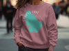 Pink crewneck sweatshirt with Ossipee Lake map graphic and New Hampshire text.