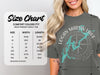Comfort Colors 1717 heavyweight adult tee size chart with width and length measurements.