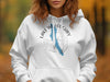 White hoodie with Lake Willoughby Vermont map and compass graphic.