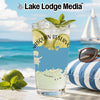 Glass with drink, limes, mint, and "Nasquan Reservoir New Jersey" map design.