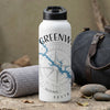 White water bottle with "GREENWOOD LAKE SOUTH" and compass design