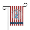 Red and white striped garden flag featuring "Lake Don Pedro California" and "The Smith Family".