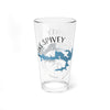 Clear glass pint glass with Lake Spivey map and compass design.