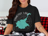Black t-shirt with turquoise map outline and "Timothy Lake Oregon" text.
