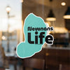 Teal sticker with black text reading "Newnans Life", copyrighted by Lake Lodge Media LLC.