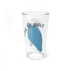 Clear glass pint glass with Lake Mohave map and "Nevada" text design.