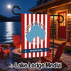 Garden flag with red and white stripes, featuring Little Turtle Lake and "The Smith Family".